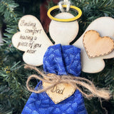 Personalized Memorial Angel Ornament – DIY Clothing Keepsake Ornament for Loss of Loved One | Custom Remembrance Gift with Fabric from Loved One’s Shirt