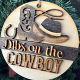 Dibs on the Cowboy Ornament – Western Cowboy Hat & Boot Christmas Tree Decor, Rustic Country Holiday Gift for Her