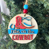 Dibs on the Cowboy Ornament – Western Cowboy Hat & Boot Christmas Tree Decor, Rustic Country Holiday Gift for Her
