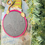 Christmas Countdown Gnome Ornament – Clear Acrylic Days Until Christmas Chalkboard – 5" Tall Holiday Gnome Tree Decoration