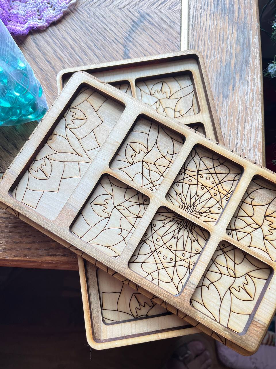 Handcrafted Folding Wooden Mancala Game – Travel Board with Leather Clasp & Glass Marbles (9.5"x5.5" Closed)