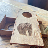 Customizable Mini Tabletop Cornhole Game – Personalized Wooden Bottle Cap Toss with Engraving – Rustic Cabin or Camping Game (5"x2.75"x1.5")
