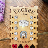 Euchre Scorekeeper Game – Handcrafted Wooden Peg Board with Cards & Pegs – Portable Euchre Set (5.25"x3.25"x1.5")