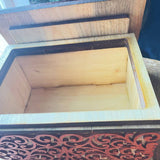 Handcrafted Wooden Filigree Box – Halloween Candy Dish or Keepsake Storage – Layered Scrollwork Wood Box with Nesting Lid (8"x6"x4.25")