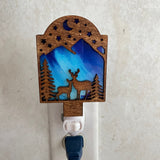 Deer Night Light – Handcrafted Wood Plug-In Lamp with Custom Scenic Backgrounds