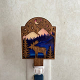 Moose Night Light – Handcrafted Wood Plug-In Lamp with Custom Scenic Backgrounds