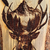 Rustic Elk Bottle Opener Wall Mount – Hand Engraved Pine Cabin Decor – Mountain Wildlife Beer Opener