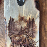 Rustic Moose Bottle Opener Wall Mount – Hand Engraved Pine Cabin Decor – Wildlife Beer Opener