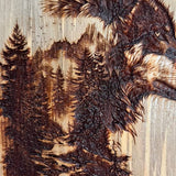 Rustic Wolf Wood Wall Art – Engraved Pine Wildlife Decor – Forest & Mountain Wall Hanging