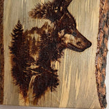 Rustic Wolf Wood Wall Art – Engraved Pine Wildlife Decor – Forest & Mountain Wall Hanging