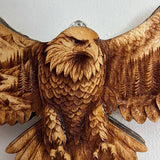 Majestic Eagle Wood Wall Art –  Engraved Pine Eagle Decor – Rustic Cabin & Lodge Wall Hanging