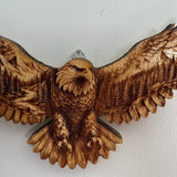 Majestic Eagle Wood Wall Art –  Engraved Pine Eagle Decor – Rustic Cabin & Lodge Wall Hanging