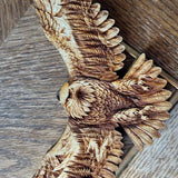 Majestic Eagle Wood Wall Art –  Engraved Pine Eagle Decor – Rustic Cabin & Lodge Wall Hanging
