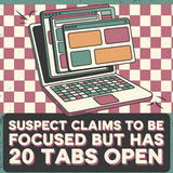 Suspect claims Funny 20oz Tumbler Wrap PNG, Multitasker Sublimation Design, Retro Laptop Graphic, Work From Home Digital Download