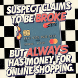 Suspect Claims to Be Broke 20oz Tumbler Wrap, Funny Shopping Tumbler PNG, Retro Sublimation Design, Digital Download